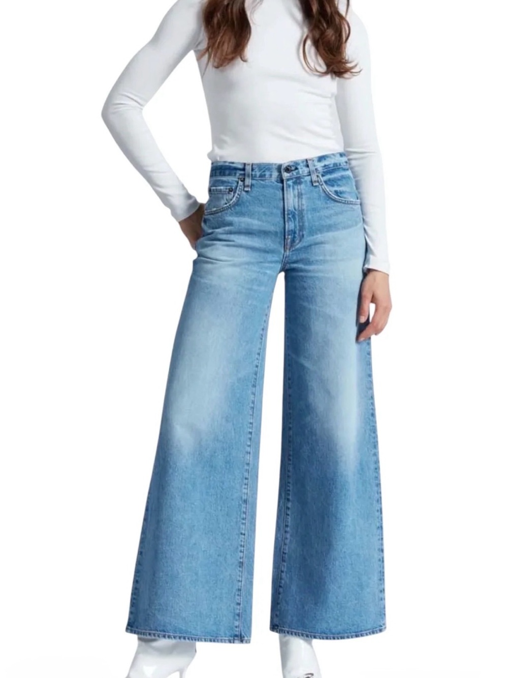 ASKK NY Atomic Wide Leg Jeans Blondie High Rise Blue Size 25